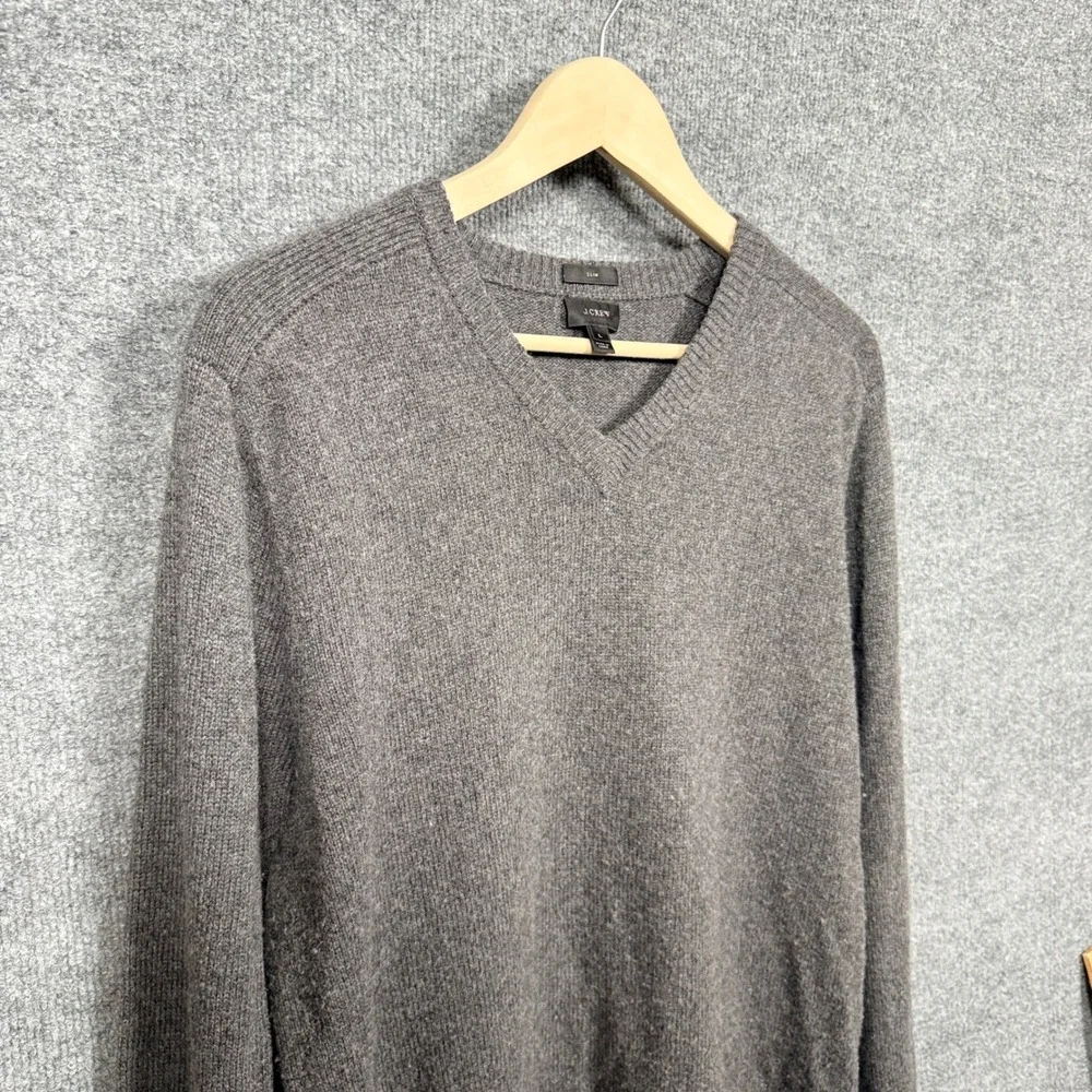 J. Crew Mens Size Large Sweater Gray Slim Fit V Neck Merino Wool Nylon‎ Alpaca